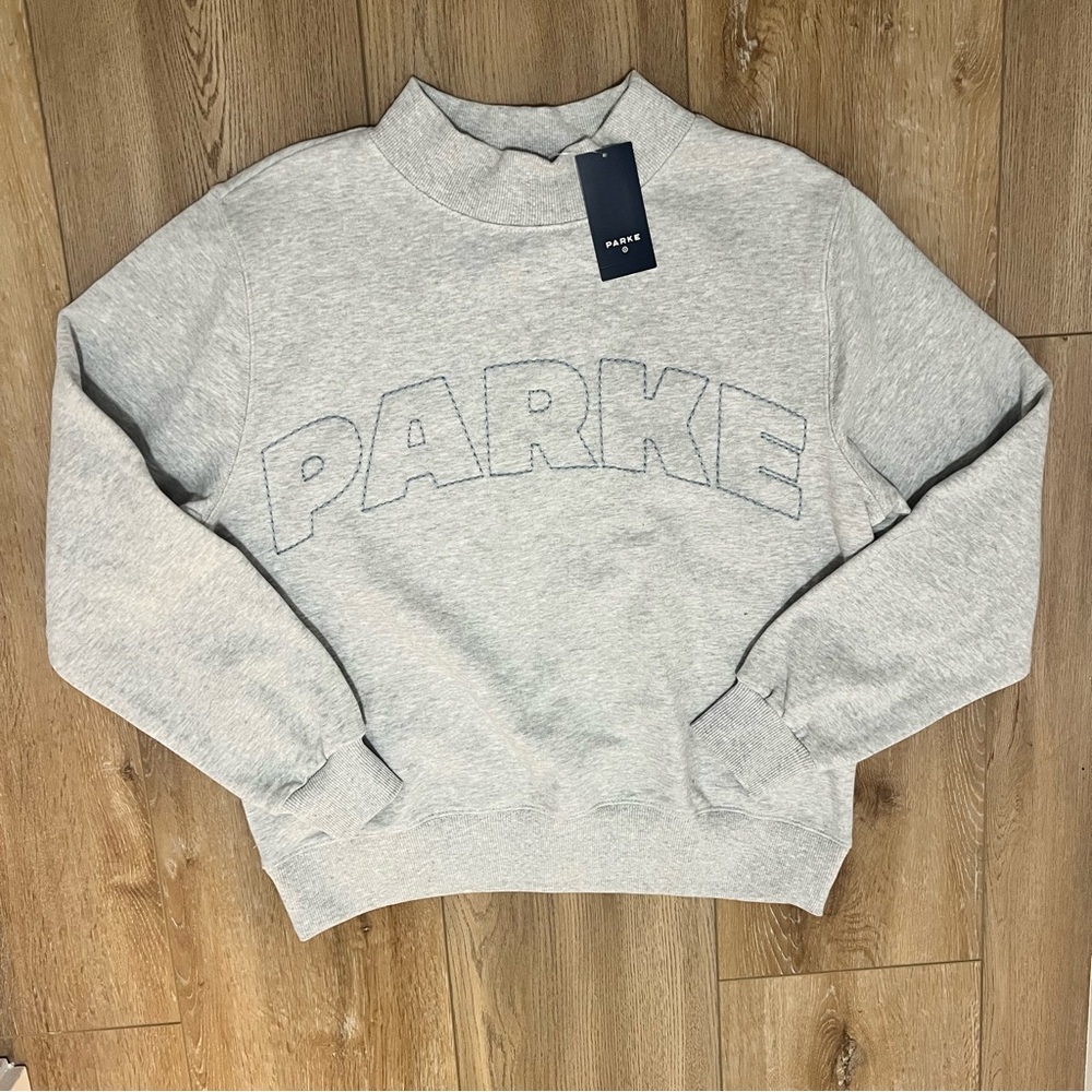 PARKE Target Light Gray Mock-Neck Sweatshirt